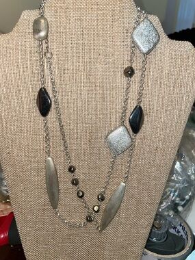 Silver-Tone Multi-Shape Long Necklace - Women Jewelry